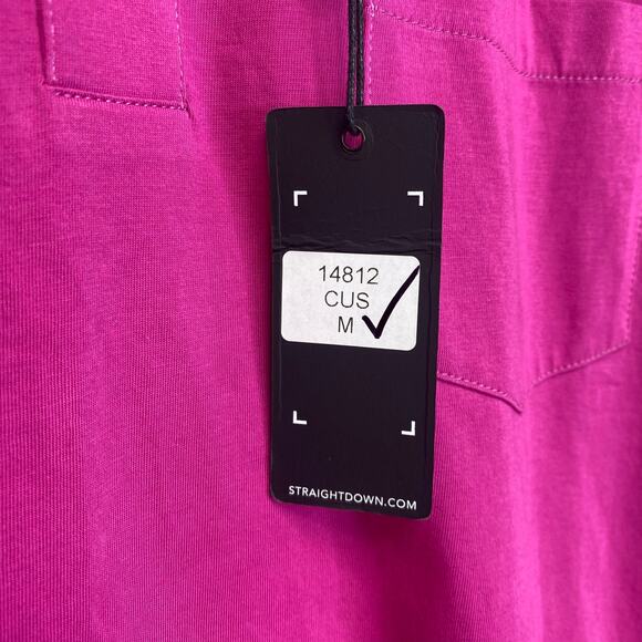 STRAIGHT DOWN Golf Classic Polo Mens Sz M Pink Solid Pima Cotton Performance NWT - Picture 5 of 9
